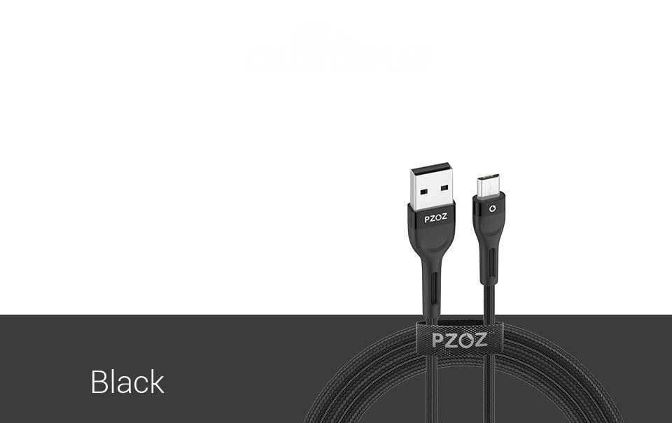 Кабель быстрой зарядки QC3.0 5V/2A 2 м PZOZ Micro USB Nylon Black