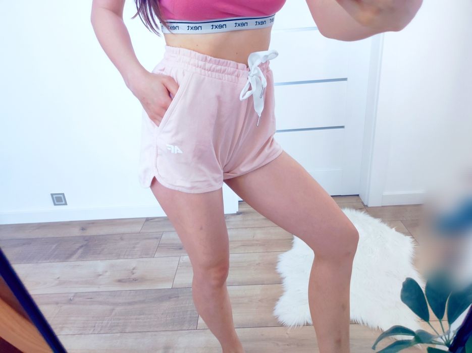 Spodenki szorty wysoki stan pudrowy róż 4F