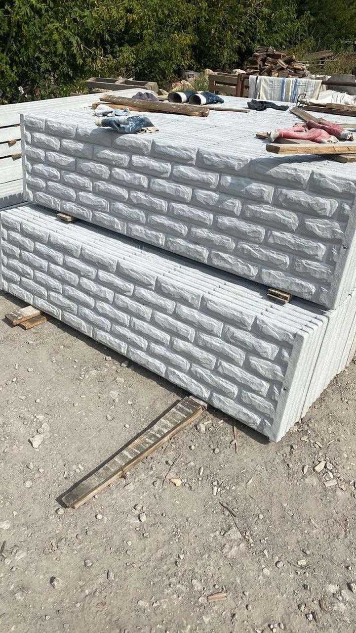 бетонный забор кирпич, Еврозабор установка