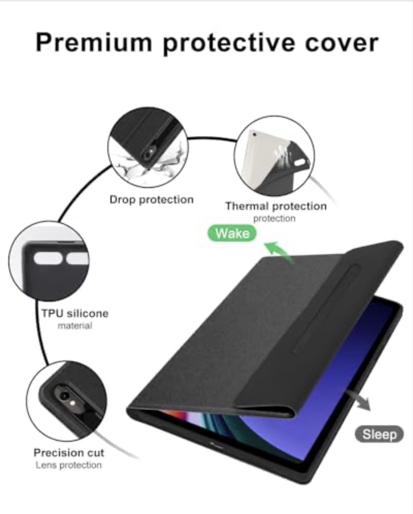 Capa com Teclado SENGBIRCH p/ Samsung Galaxy Tab S9 11” – Preto