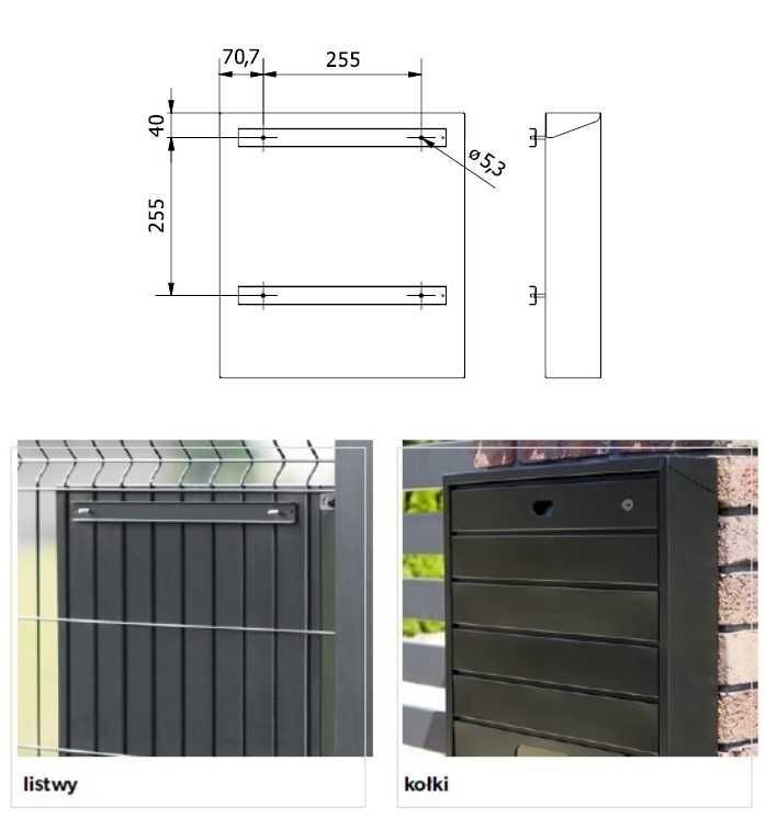 Skrzynka na listy CZARNA BSL-3 DARCO Polski producent MODEL BSL-3