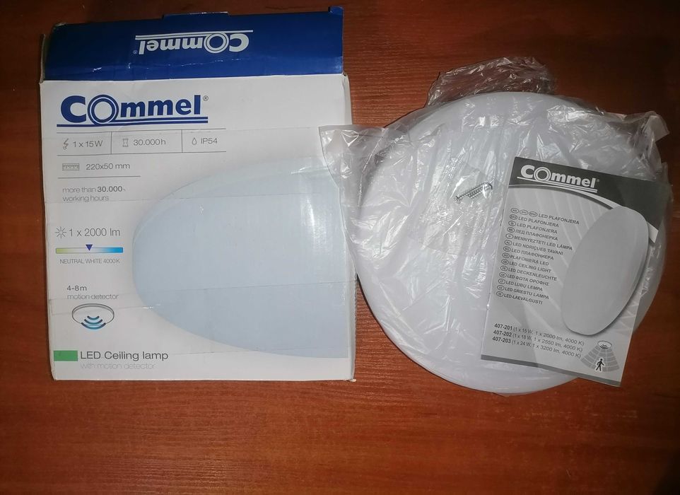 LED світильник Commel 407-201 15 Вт IP54 з датчиком руху (4шт.)