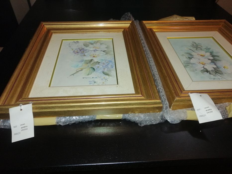 2 Pinturas a óleo (Flores) de Virginia Santos