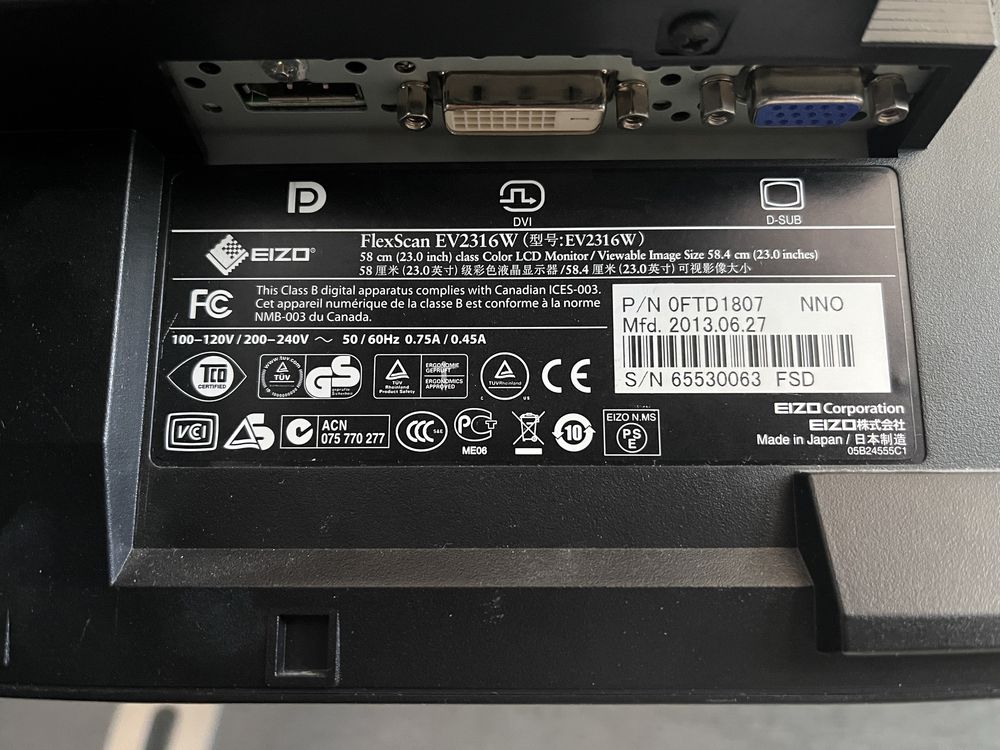 Monitor 23” Full HD Eizo FlexScan EV2316W Made in Japan