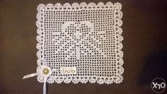 Szatka do chrztu na szydełku z kordonka