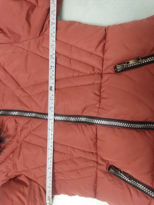 Яркий Коралловый Пуховик Парка. Размер S (42-44). См. замеры!