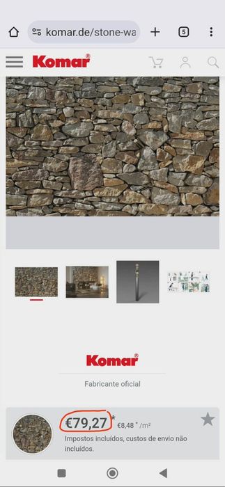 Papel de Parede / Mural Komar Stone Wall – Novo no Tubo (368×254 cm)
