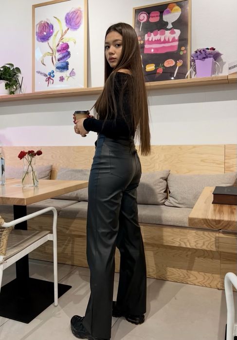 Кожанные брюки на флисе