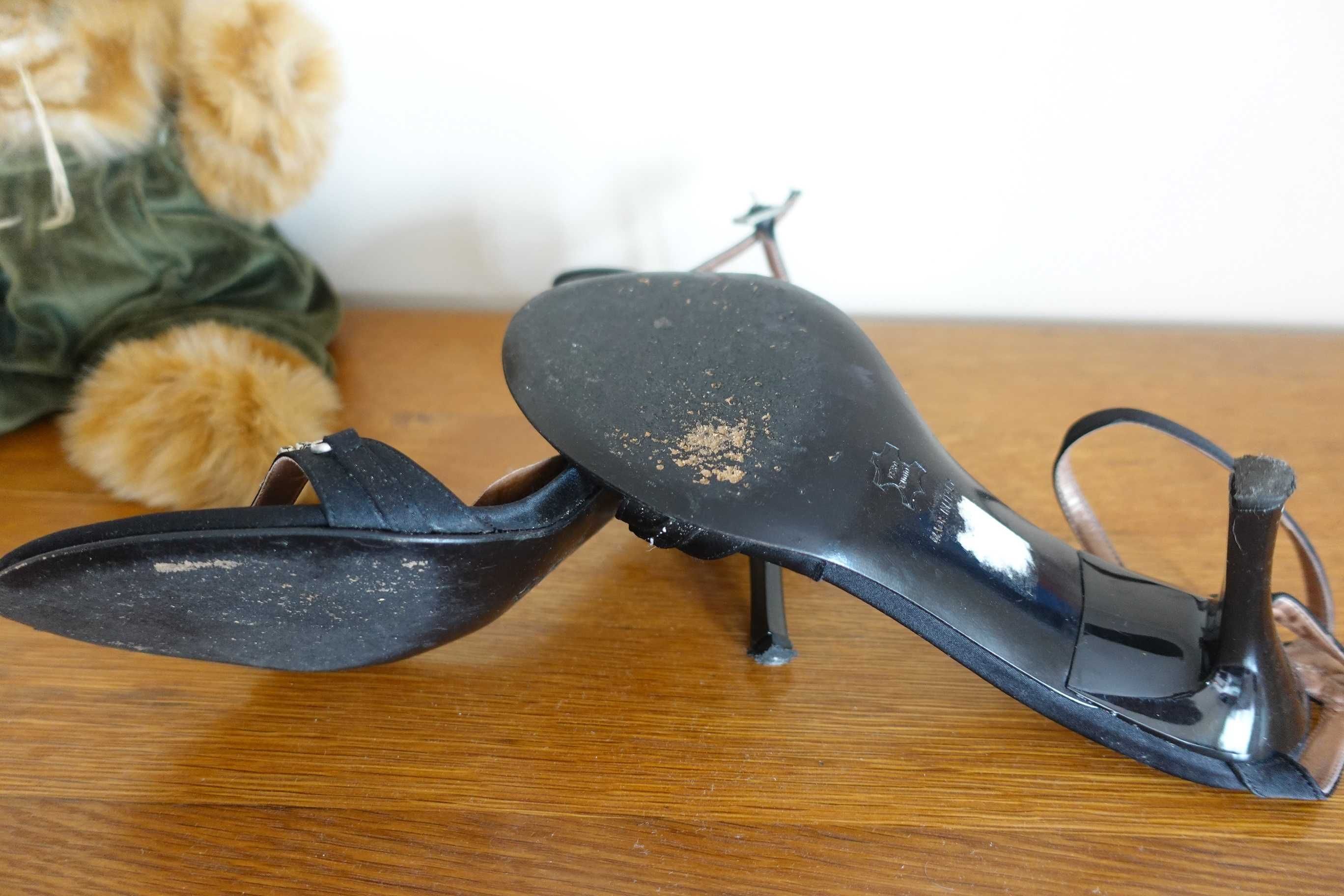 Czarne szpilki, sandały, sandałki na obcasie Sylwester r. 36