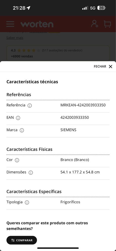 FRIGORÍFICO ENCASTRE BOSCH  Serie 6 KIR81VFE0 ( Novo)
