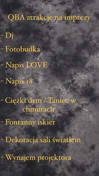 Atrakcje na wesele / impreze / dj / Fotobudka / napis love /ciezki dym