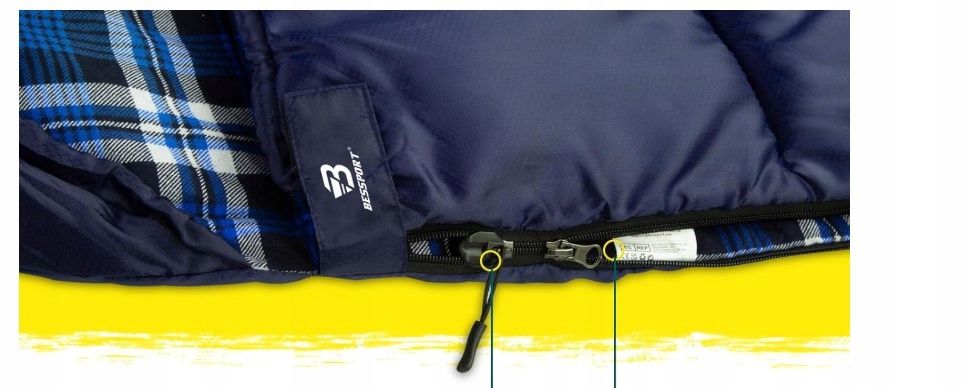 Bessport Śpiwór 3-4 pory roku flanelowy 210x80cm wodoodporny T258