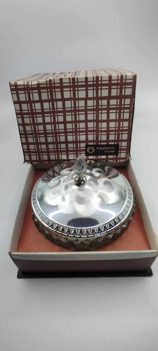 Posrebrzana Cukiernica PRL z oryginalnym opakowaniem