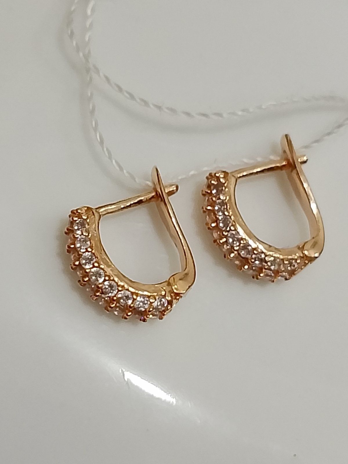 Золотые серьги- дорожки с фианитами 585п.СКИДКА