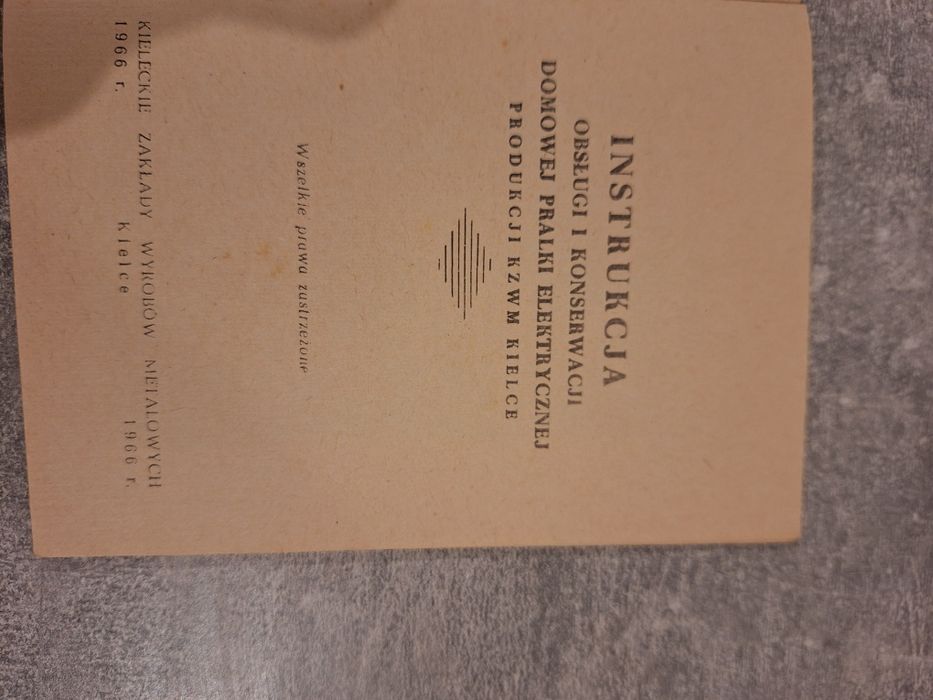 Instrukcja pralki Frania 1966