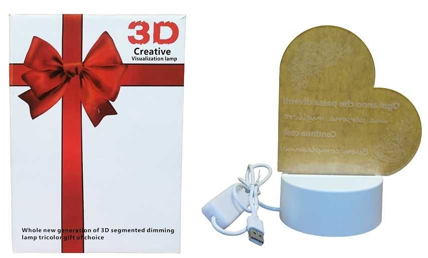 Dekoracja świecąca serce 3D salon sypialnia biurko nastrojowa ozdoba