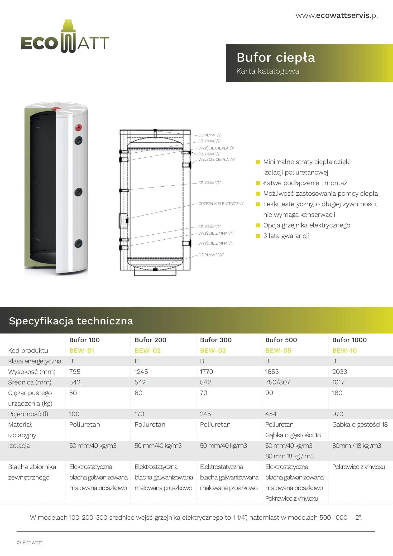 Ecobufor BEW-03 300l- bufor do pomp ciepła (CENA BRUTTO)