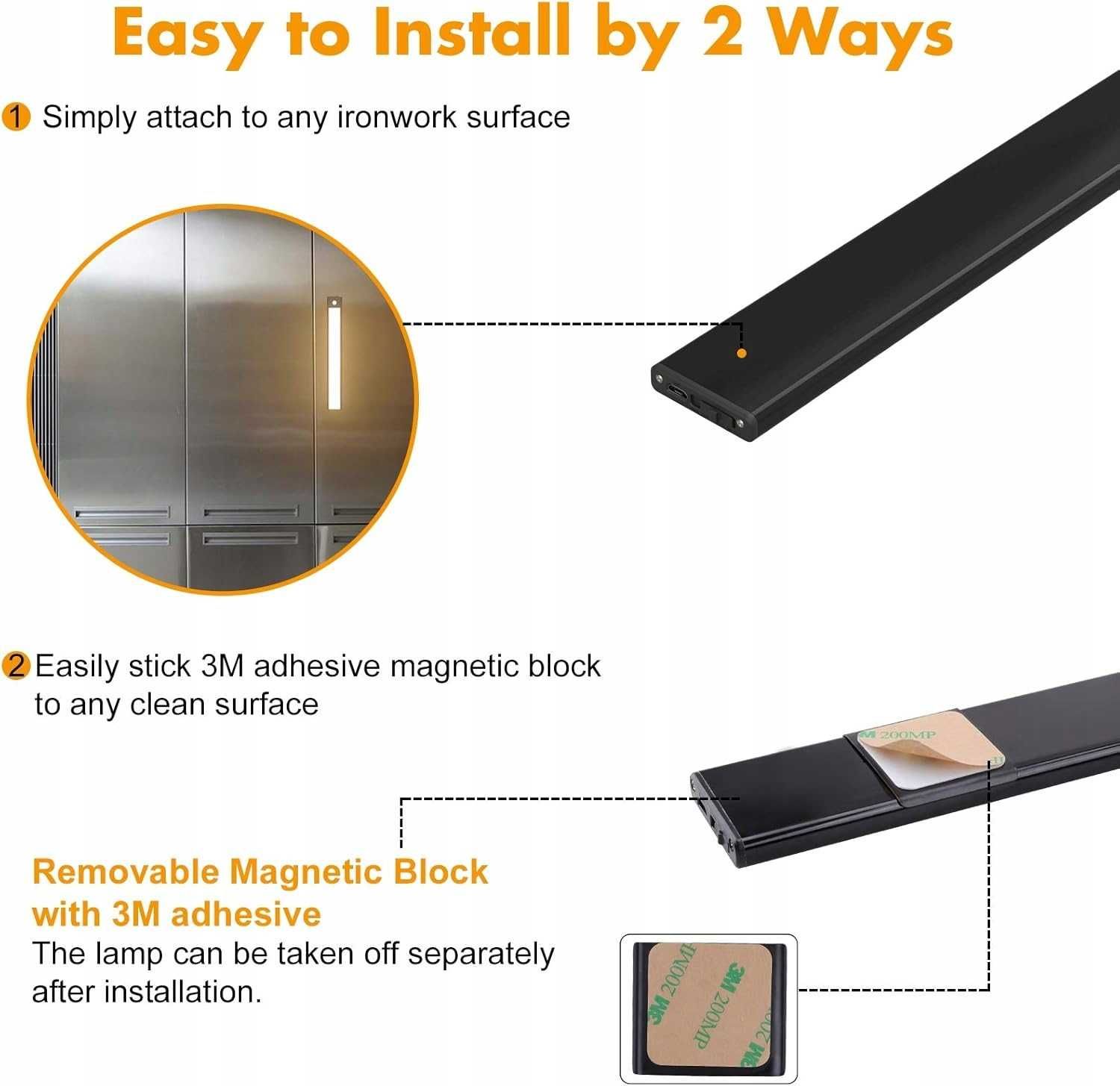 Listwa LED Oświetlenie szafy USB Czujnik ruchu 3.000-6.000K 20cm