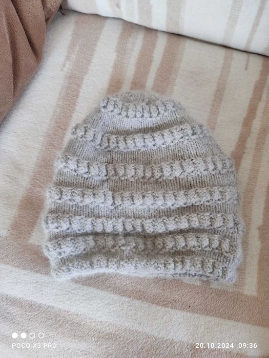 Шапочка пух норки на мериносе.Новая.