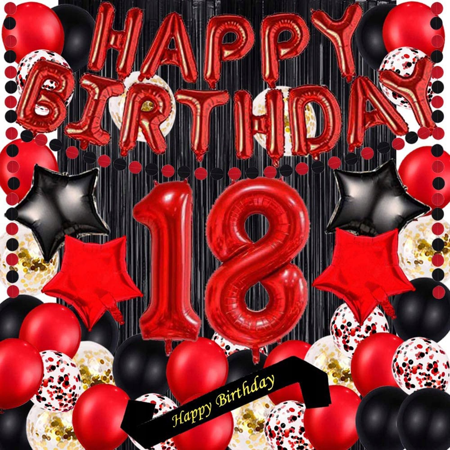 zestaw balonów na osiemnastkę czerwona dekoracja na 18-te urodziny