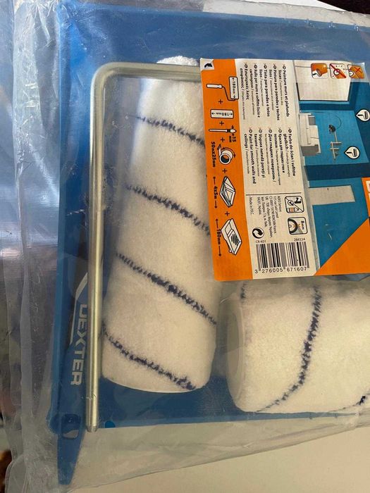 Kit pintura rolo+recarga+pincel+tabuleiro+proteção Dexter