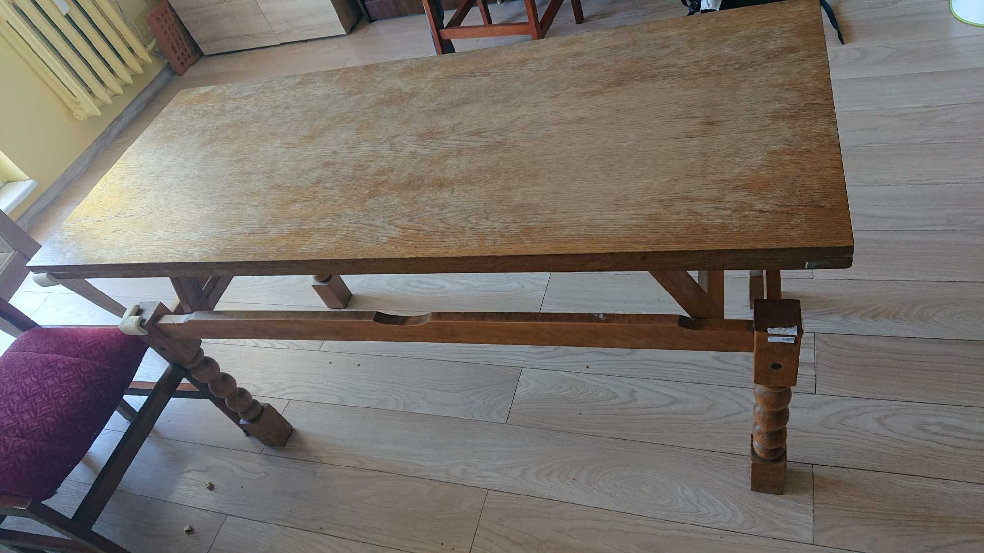 Ława / stół z litego drewna z epoki PRL