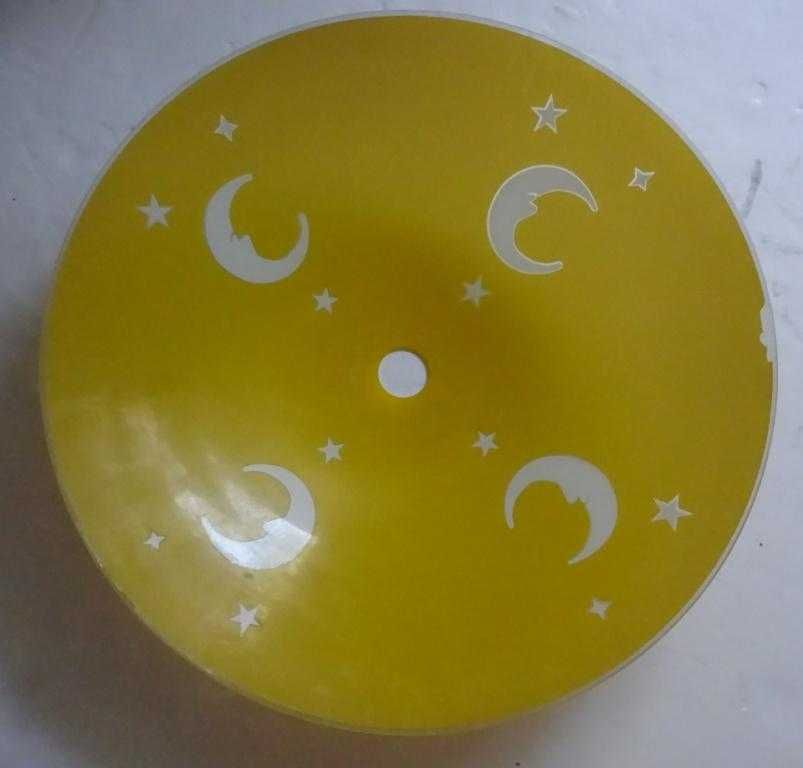 Klosz Szklany Półokrągły Żółty Z 4 Białymi Księżycami - Duży