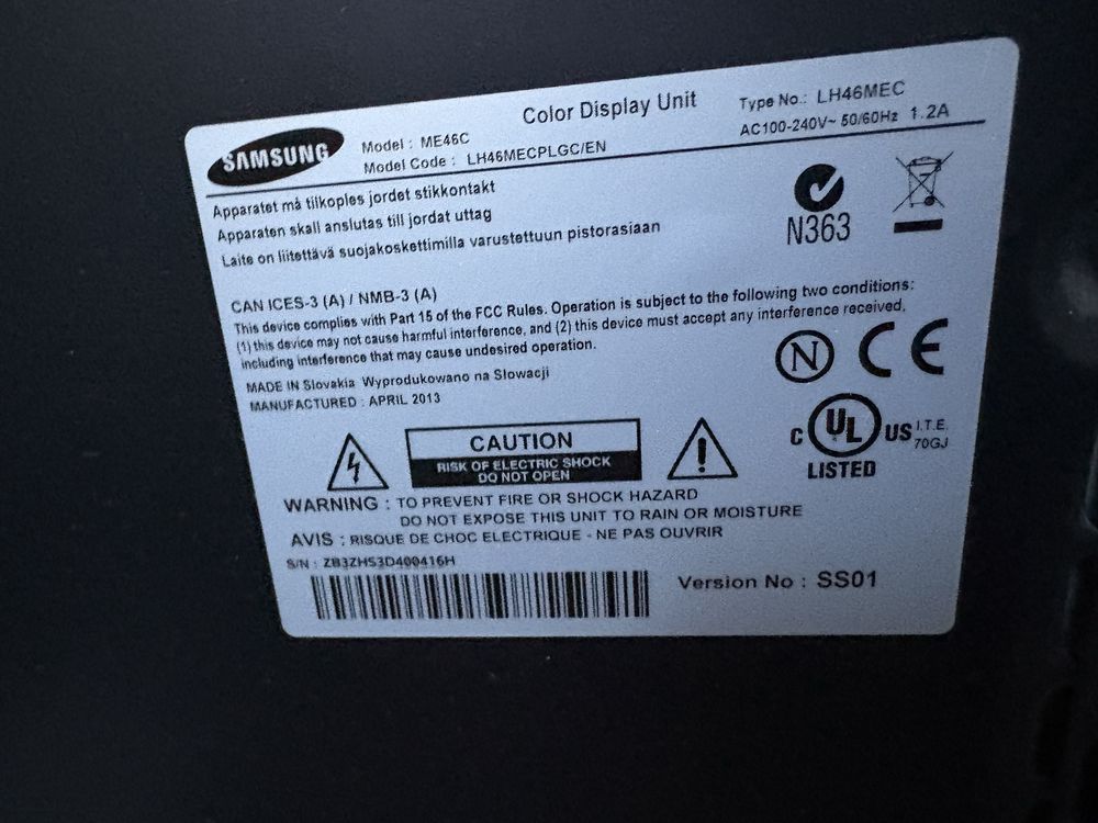 Monitor Samsung ME46C 46” - profesjonalny wyświetlacz do reklam/biura