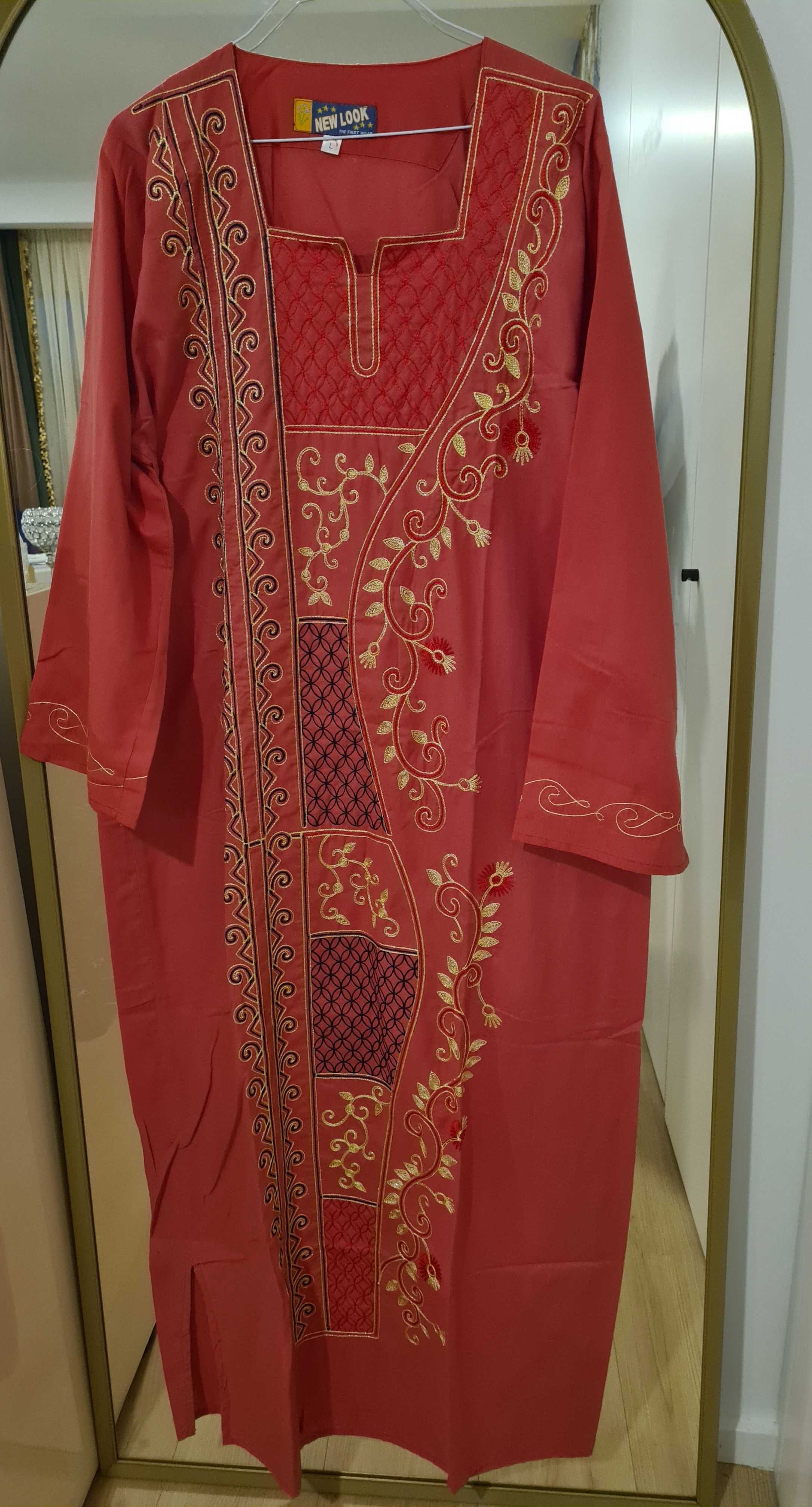 Abaya Túnica oriental comprida árabe bordado étnico Vestido férias