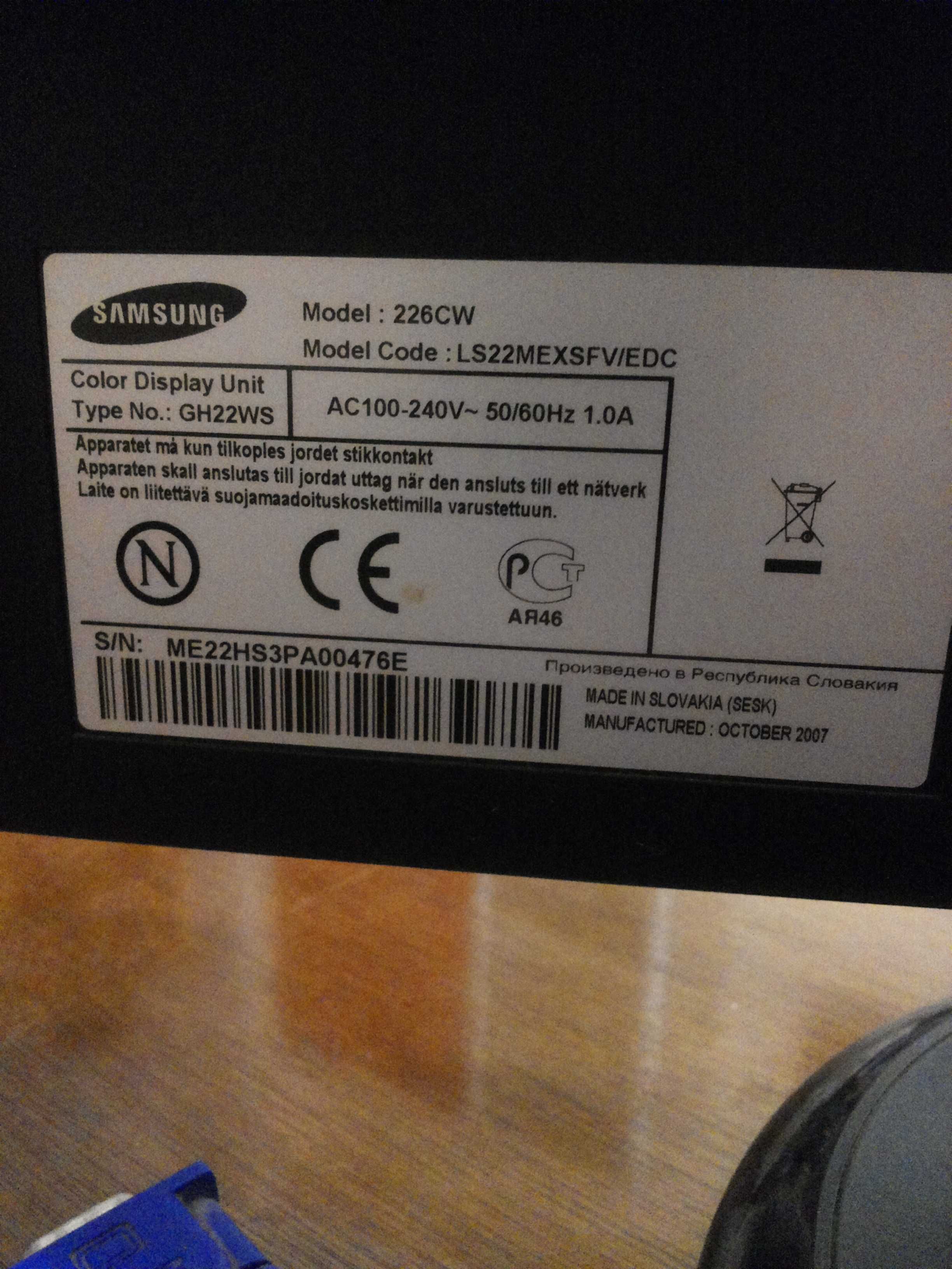 монитор samsung SyncMaster 226cw