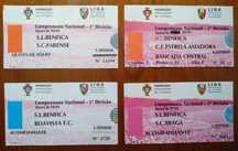 Lote de antigos bilhetes de futebol dos anos 90