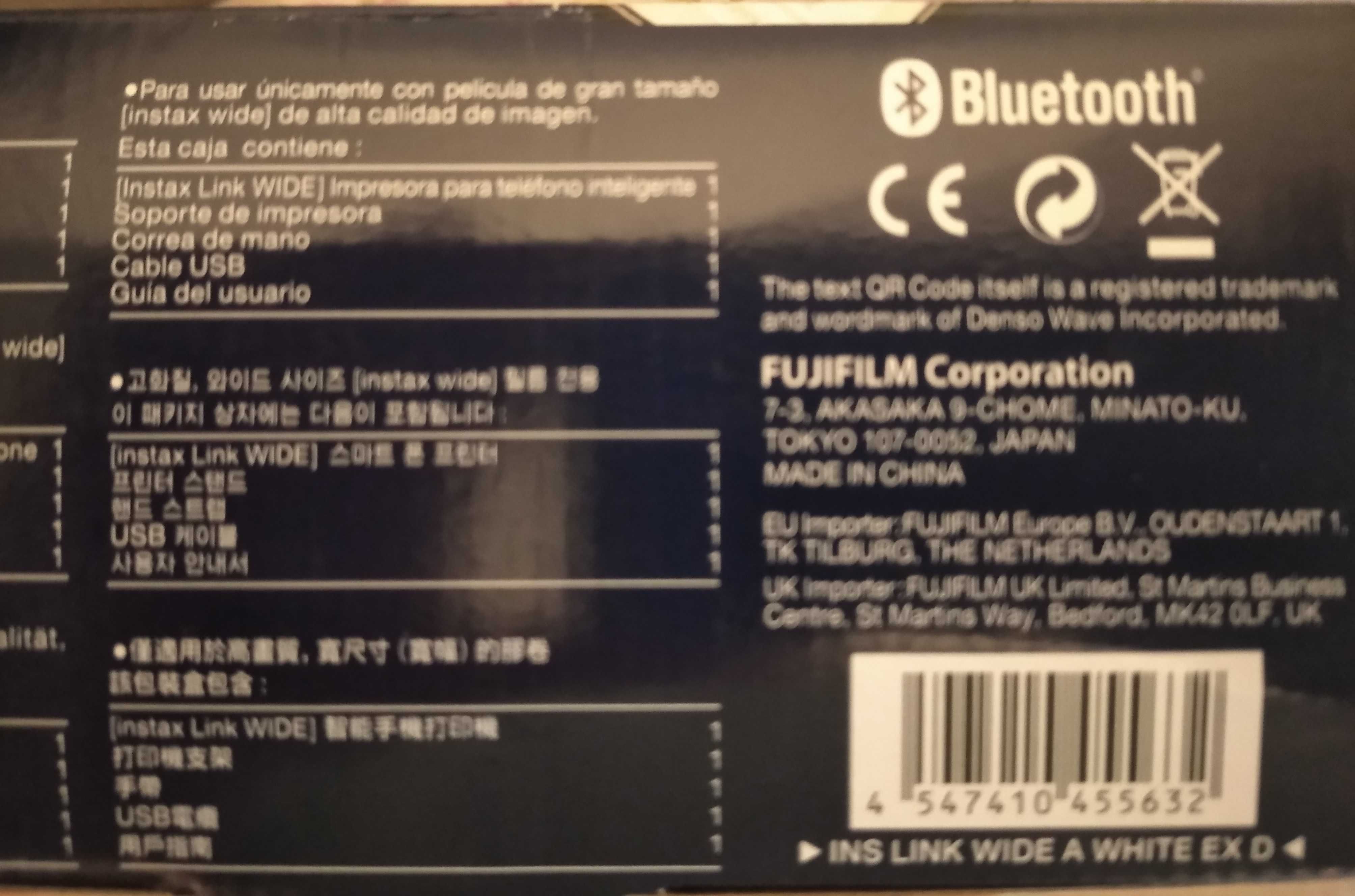 Fujifilm Instax Link WIDE A Drukarka Foto Natychmiastowa Do Smartfona