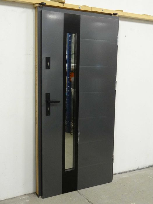 Drzwi zewnętrzne + okucia Liberto 13B 90 P antracyt 1.2W/m²K