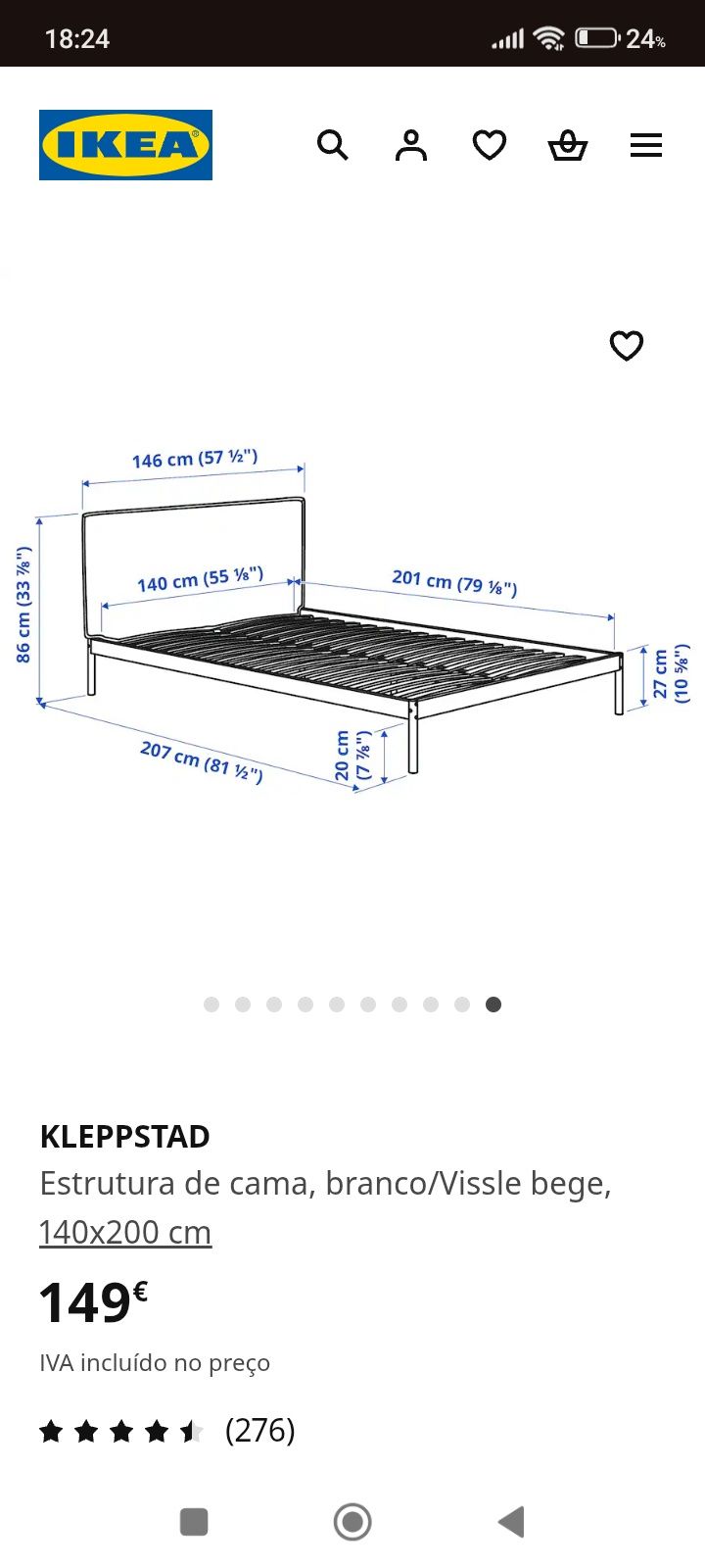 Cama casal Ikea kleppstad ótimo estado