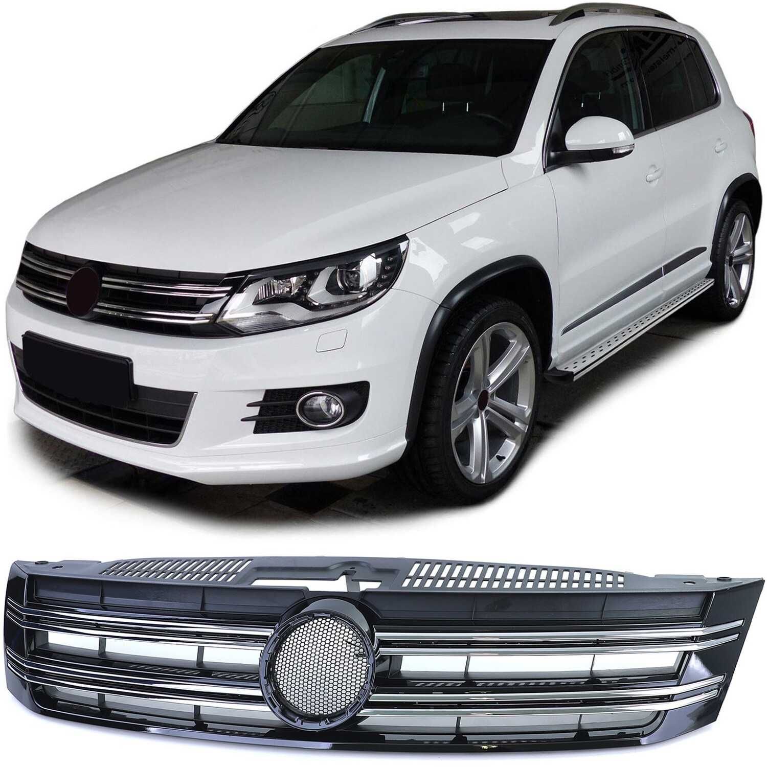 Grelha preta brilhante e cromada VW Tiguan 5N Facelift 2011 a 2018