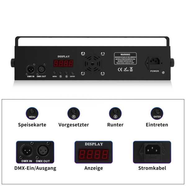 Zestaw oświetleniowy listwa 9x4W RGBW + 9x3W UV Strobo Mix na statywie