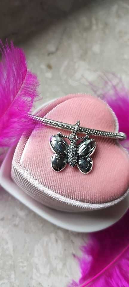 charms zawieszka srebro 925 duży motyl