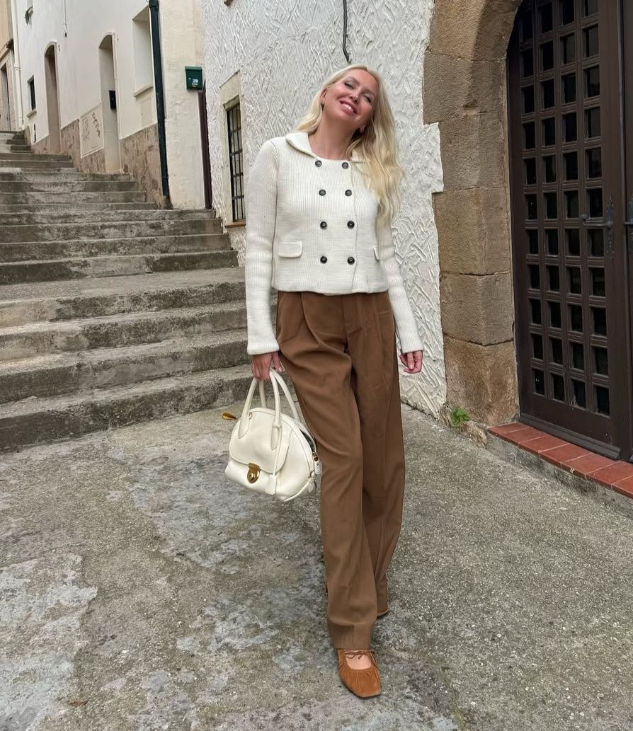 Zara sweter kardigan kremowy dwurzędowy s 36