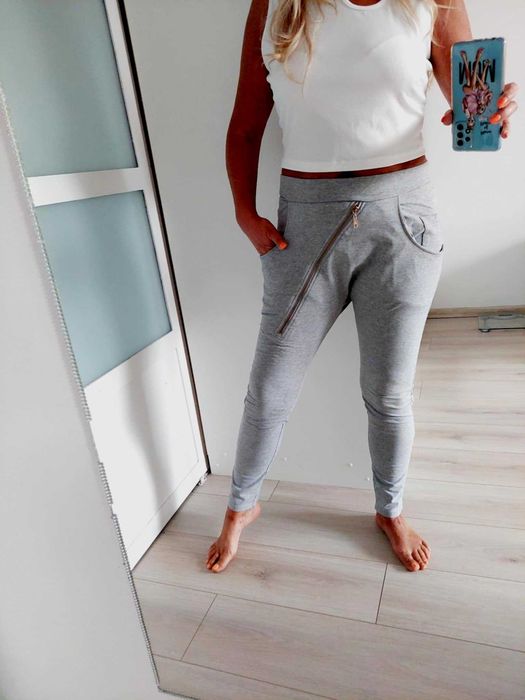 M / L spodnie dresowe szare