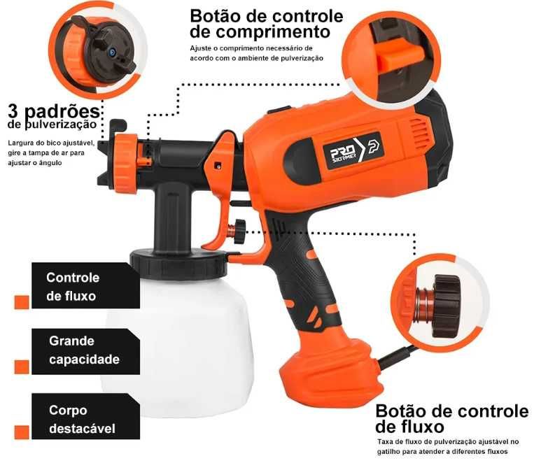 697 -  Pintura elétrica PROSTORMER 750W, pulverizador de tinta 1000ml