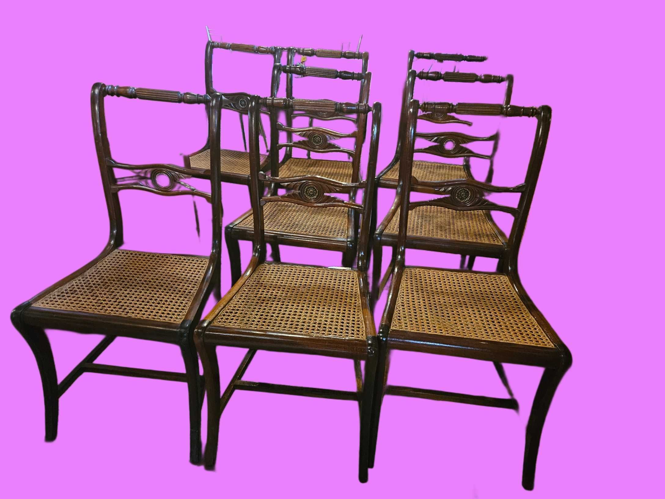 Cadeiras de sala em madeira e palhinha - estilo Imp