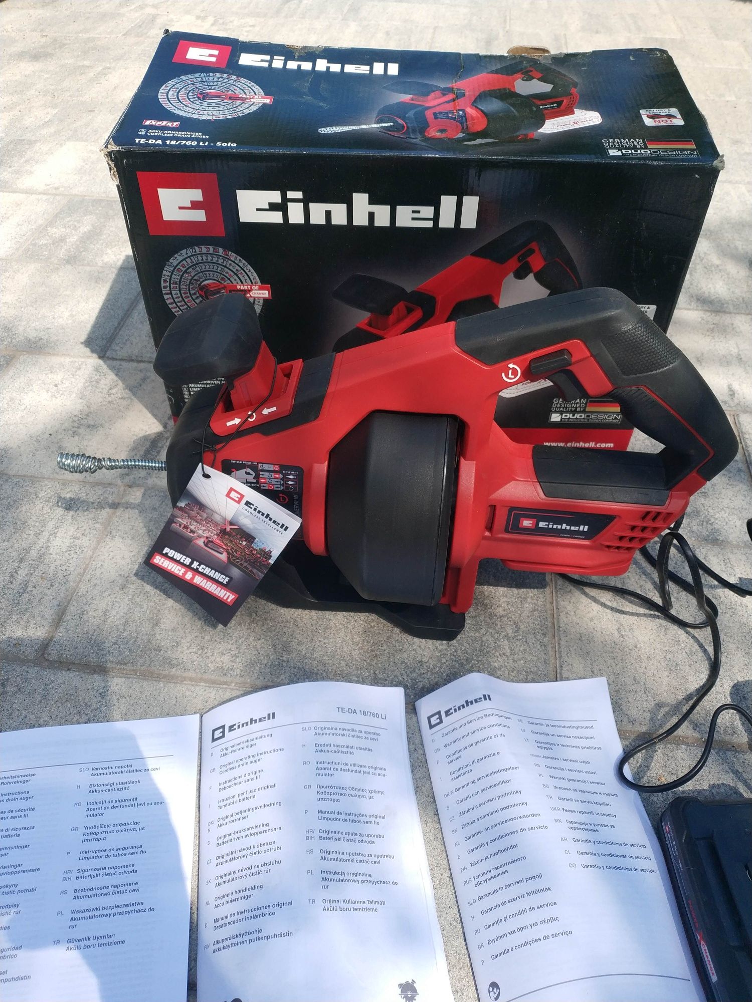 Przepychacz do rur Einhell, bateria, ładowarka, stan jak nowy
