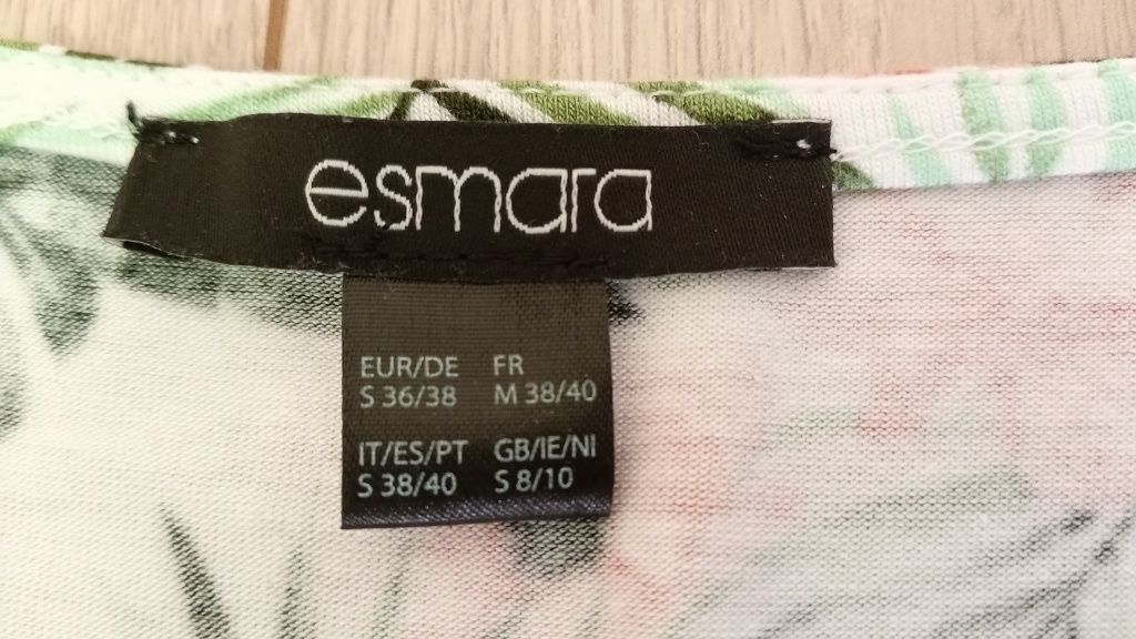 Sukienka Esmara M, kopertowa, MIDI, przed kolano, biała,kwiaty,wiskoza