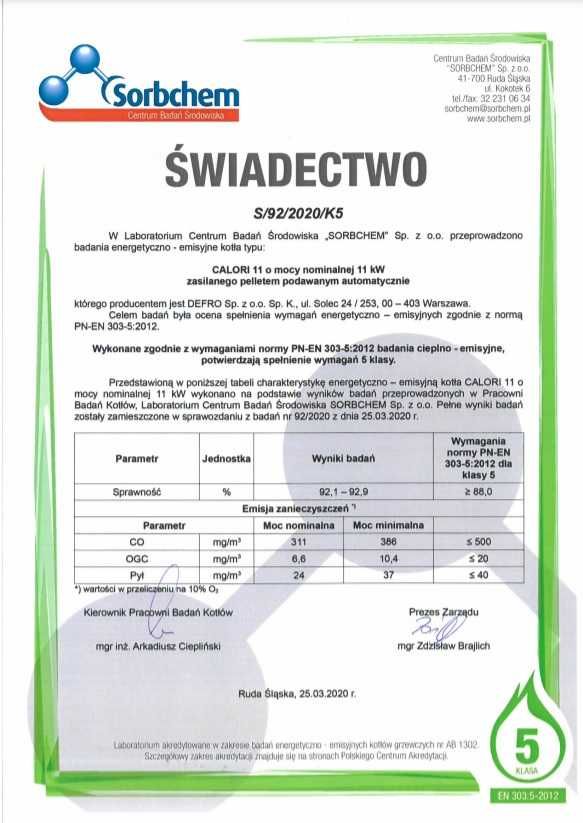 Kocioł Defro CALORI 11 kW na pellet 5 klasa ! WYPRZEDAZ PROMOCJA!!