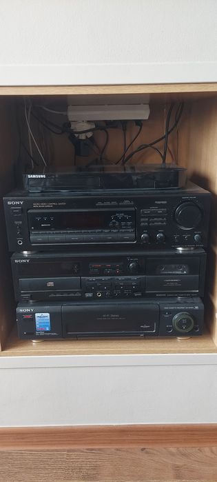 Wieża sony CD VHS KASETY kolumny subwoofer