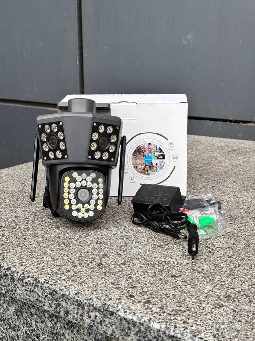 Камера відеоспостереження 9MP вулична WiFi PTZ потрійна вайфай IPC360