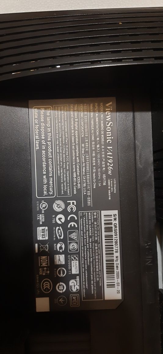 Продам широко форматний монітор Viewsonic 19"    VA 1926w