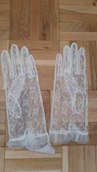 Rękawiczki eleganckie koronkowe dziewczęce nowe