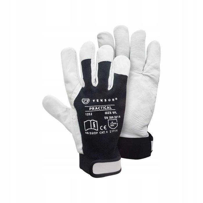 Rękawice Ochronne Tekson Practical 1252 Skóra Kozia Z Rzepem XXL12 Par