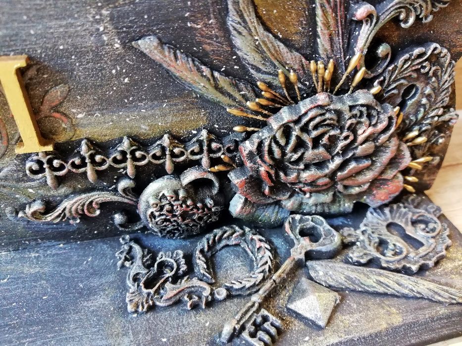 Zegar na prezent mixed media